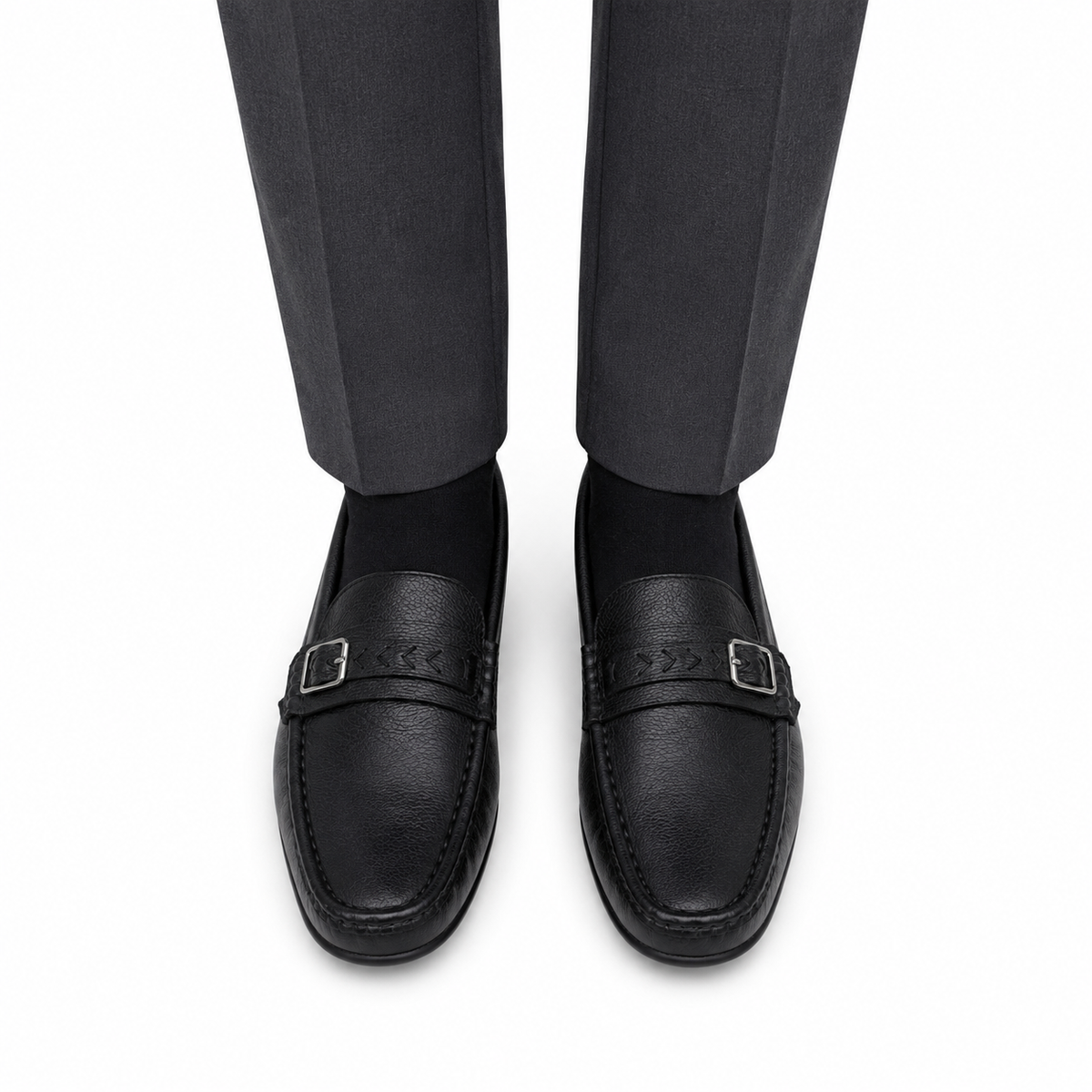 Devin - Men's Black Milled Leather Driver