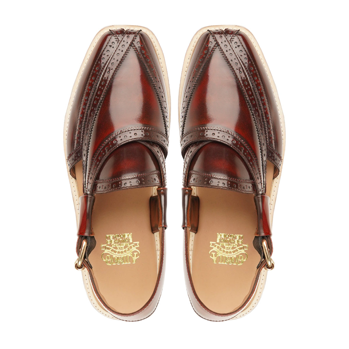 Eriko - Men's Burnished Oxblood Box Leather High Shine Sandal