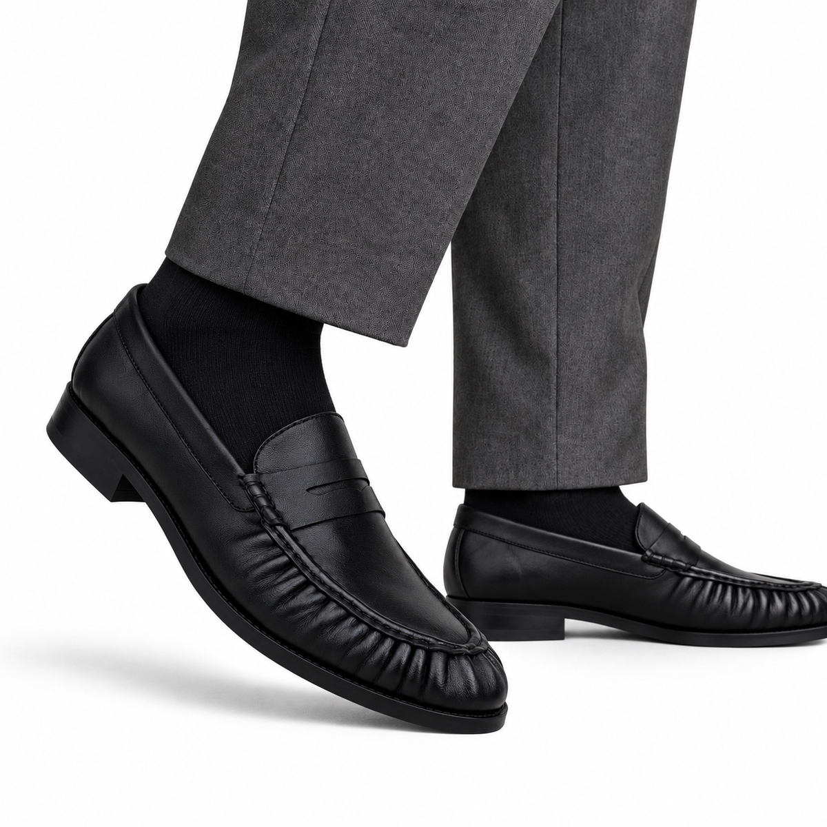 Alexis - Men's Black Sheep Skin Leather Loafer