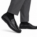 Giles - Men's Black Crocodile Textured & Calf Leather Driver