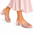 Ashley  - Women's Blush Pink Hand Set Crystals 50mm Heels