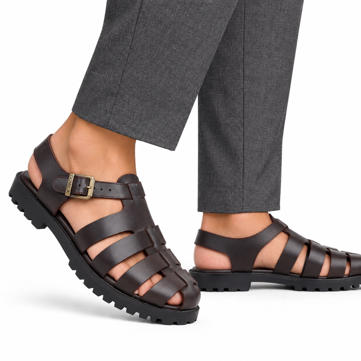 Balmo - Men's Dark Brown Calf Leather Sandal