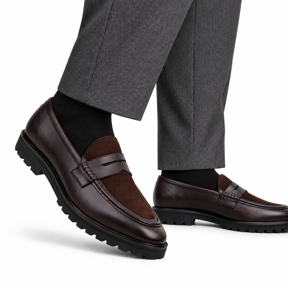Zach - Men's Brown Calf & Suede Leather Loafer