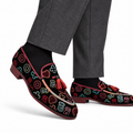 Clifford - Men's Black Suede Embroidery Goodyear Welted Bespoke Loafer