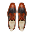 Waylon - Men's Tan Black Calf and Hand Woven Calf Leather Dery Shoe