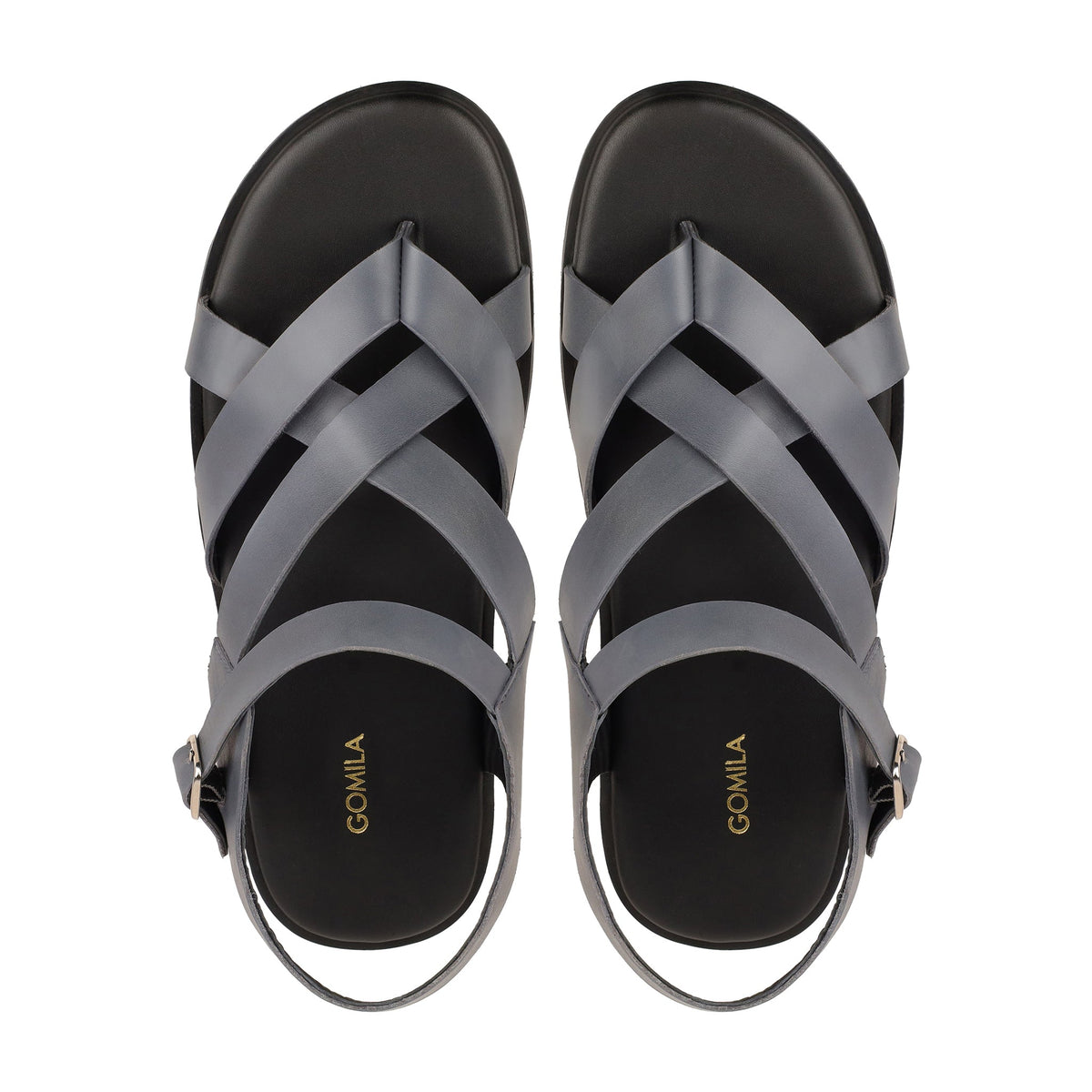 Elian - Men's Grey Calf Leather Sandal
