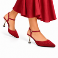Vanessa - Women’s Oxblood Hand Set Crystals 90mm Heels