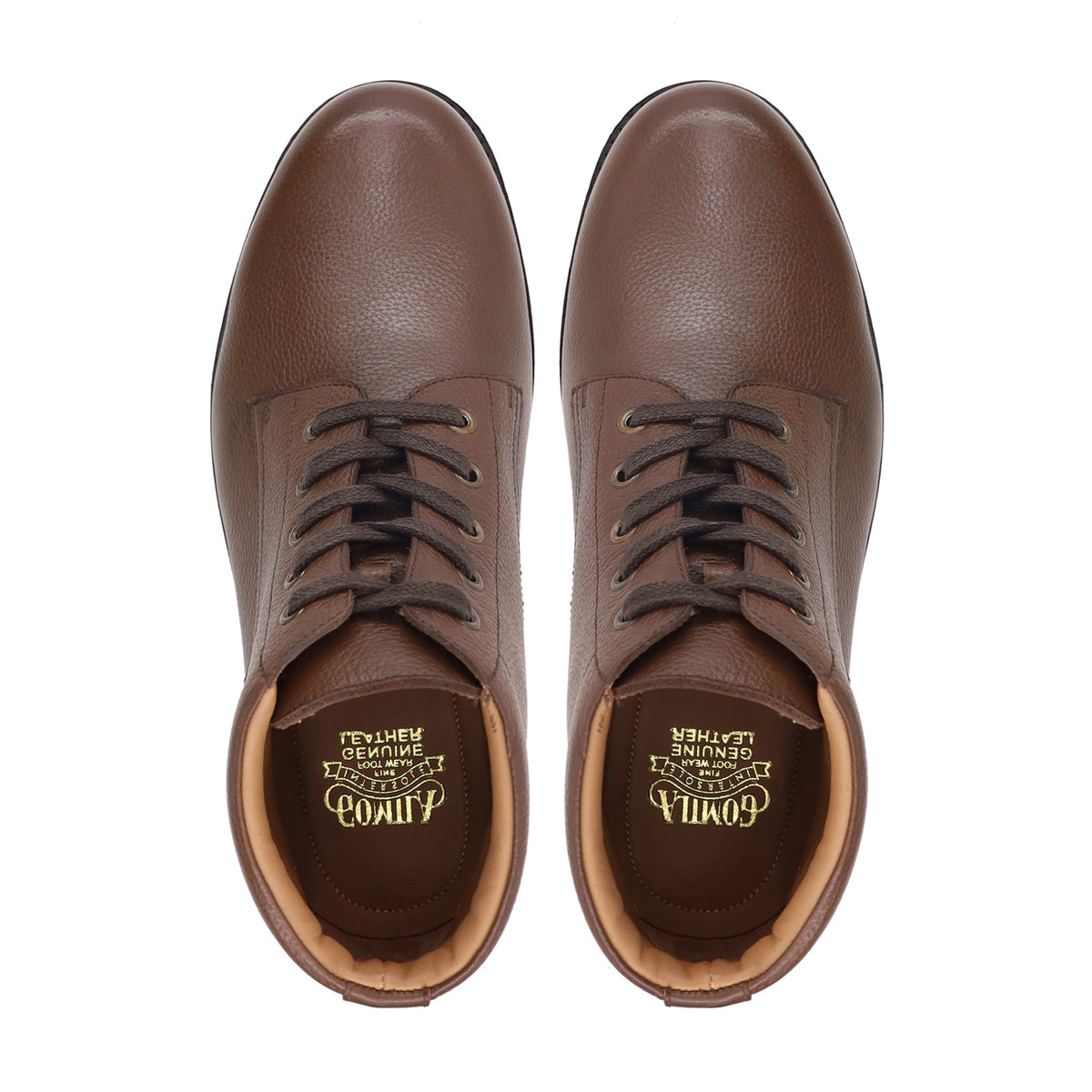 Karth - Men's Brown Pebble Grain Leather Boot