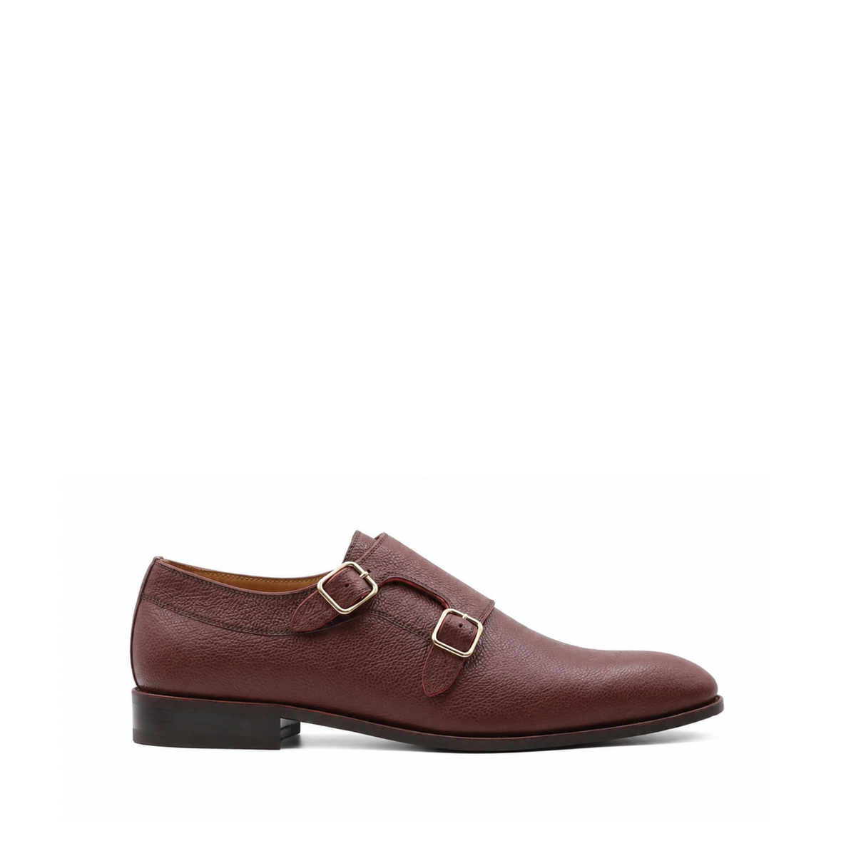 Akranes - Men's Oxblood Pebble Grain Leather Double Monkstrap
