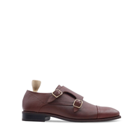 Arad - Men's Oxblood Pebble Grain Leather Double Monkstrap