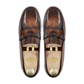 Arvel - Men's Burnished Tan Brown Box Leather High Shine Leather Loafer