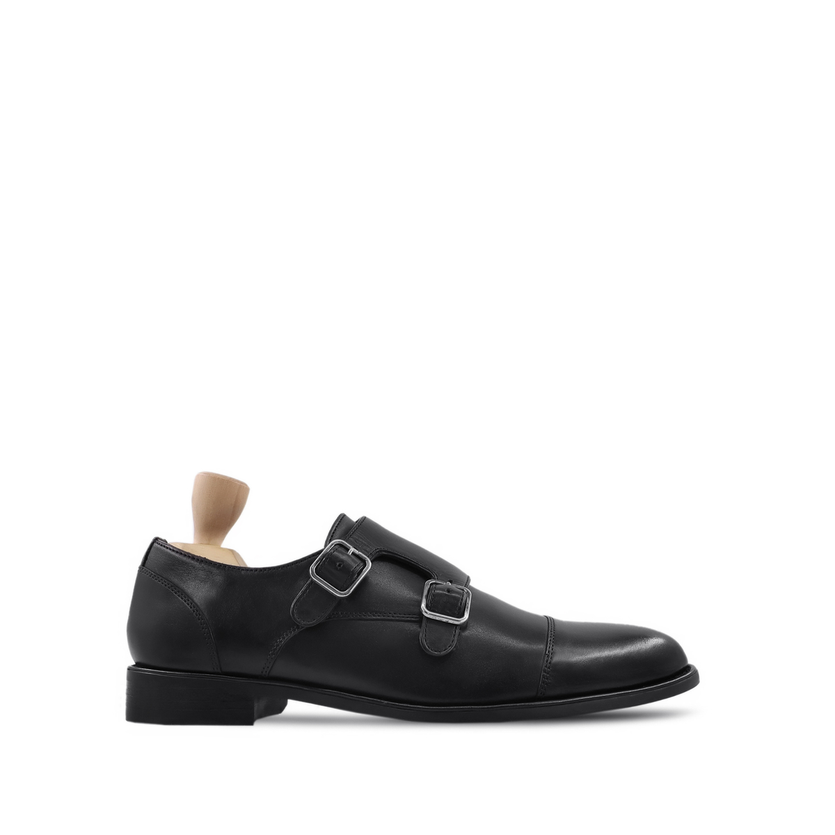 Ashton - Men's Black Calf Leather Double Monkstrap