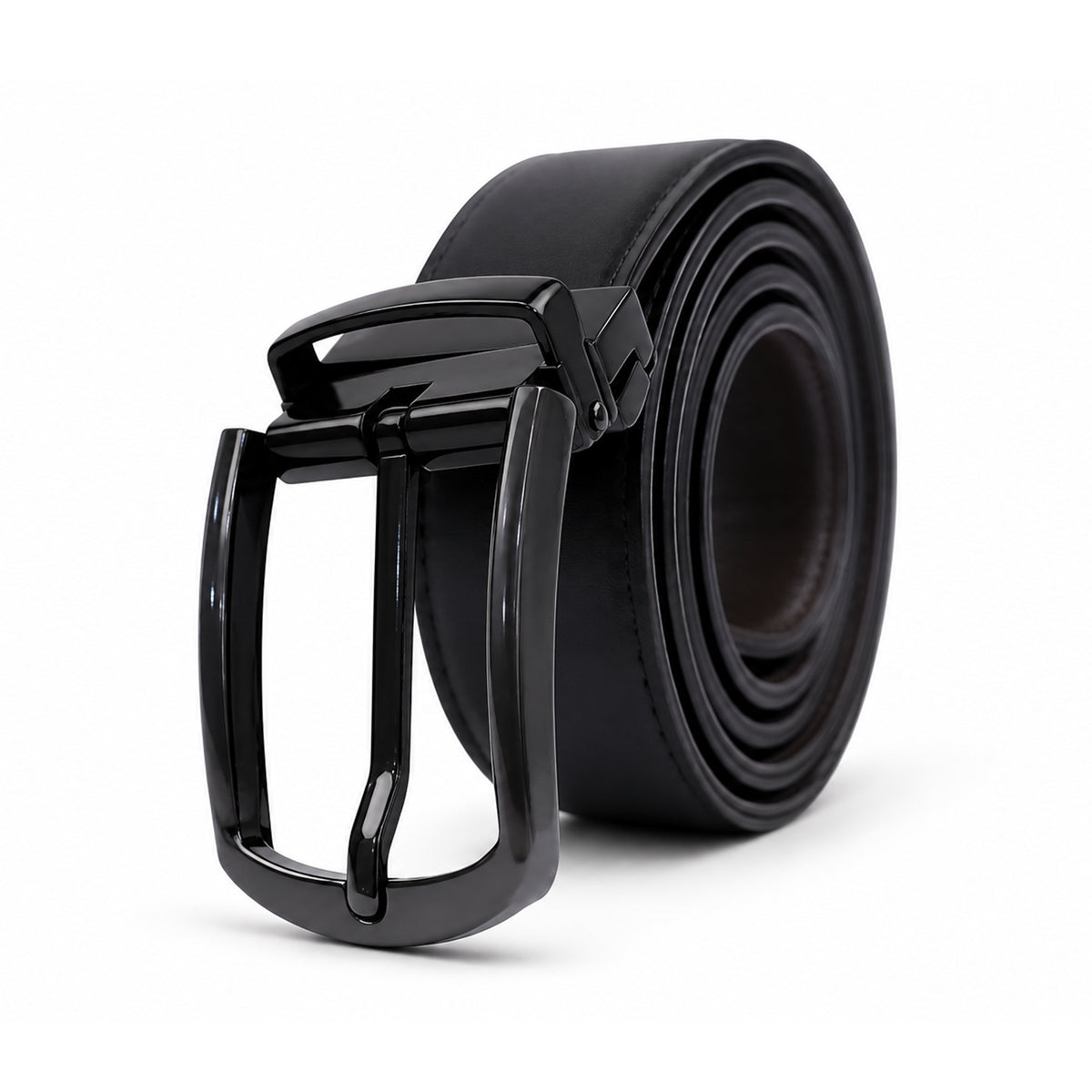 Avex - Men's Black and Dark Brown two Side Calf Leather Belt