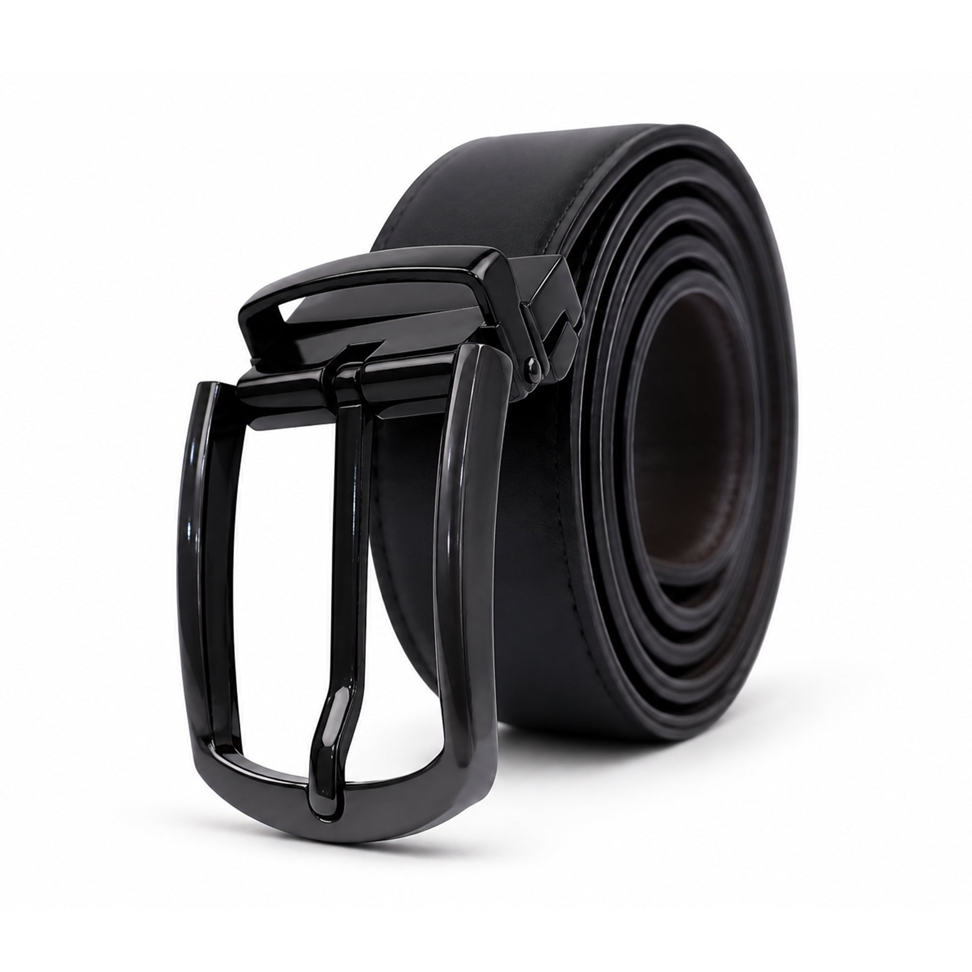 Avex - Men's Black and Dark Brown two Side Calf Leather Belt