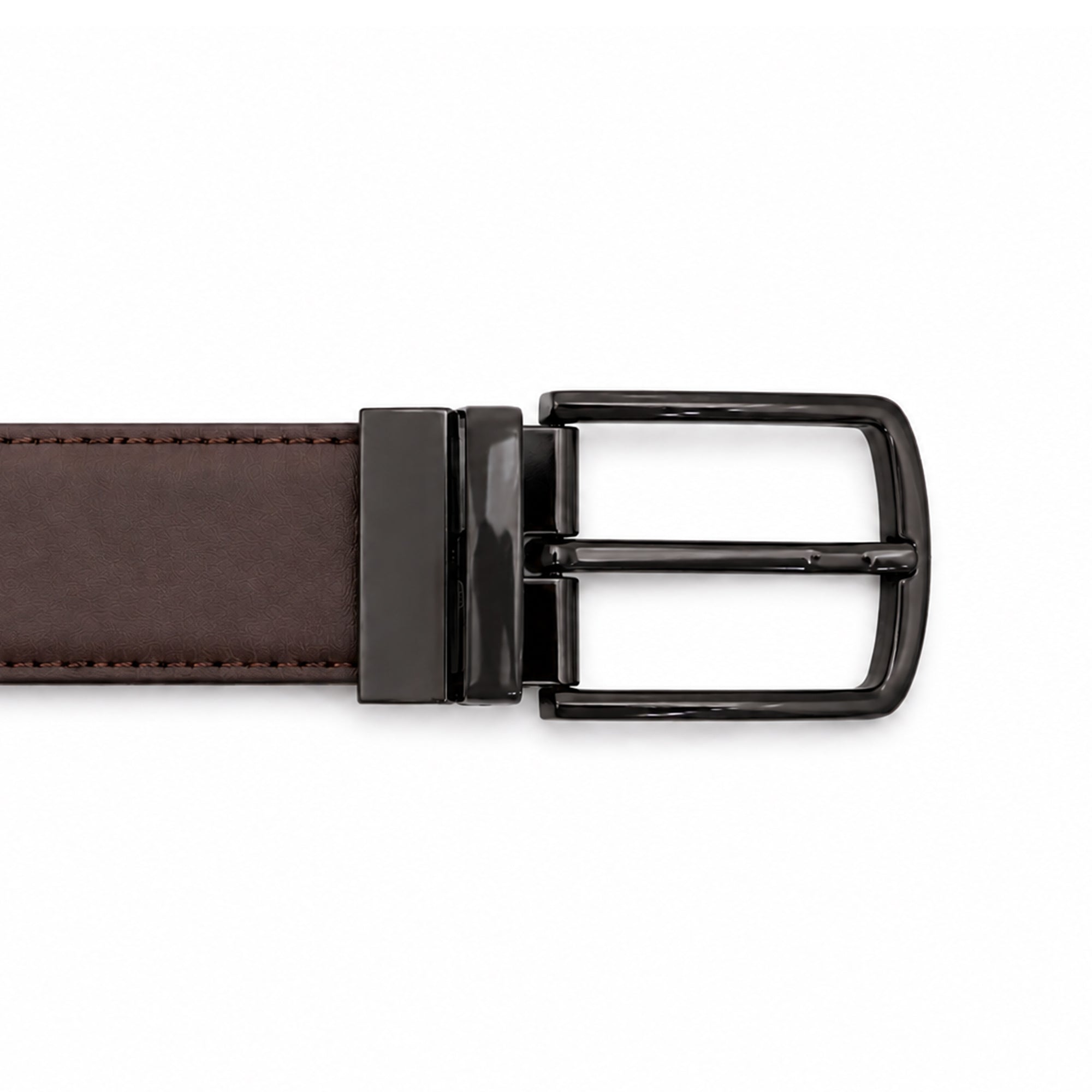 Avex - Men's Black and Dark Brown two Side Calf Leather Belt