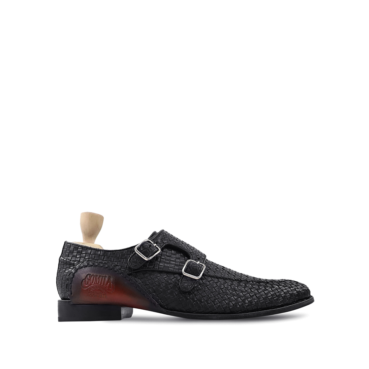 Azula - Men's Black Hand Woven Calf Leather Double Monkstrap
