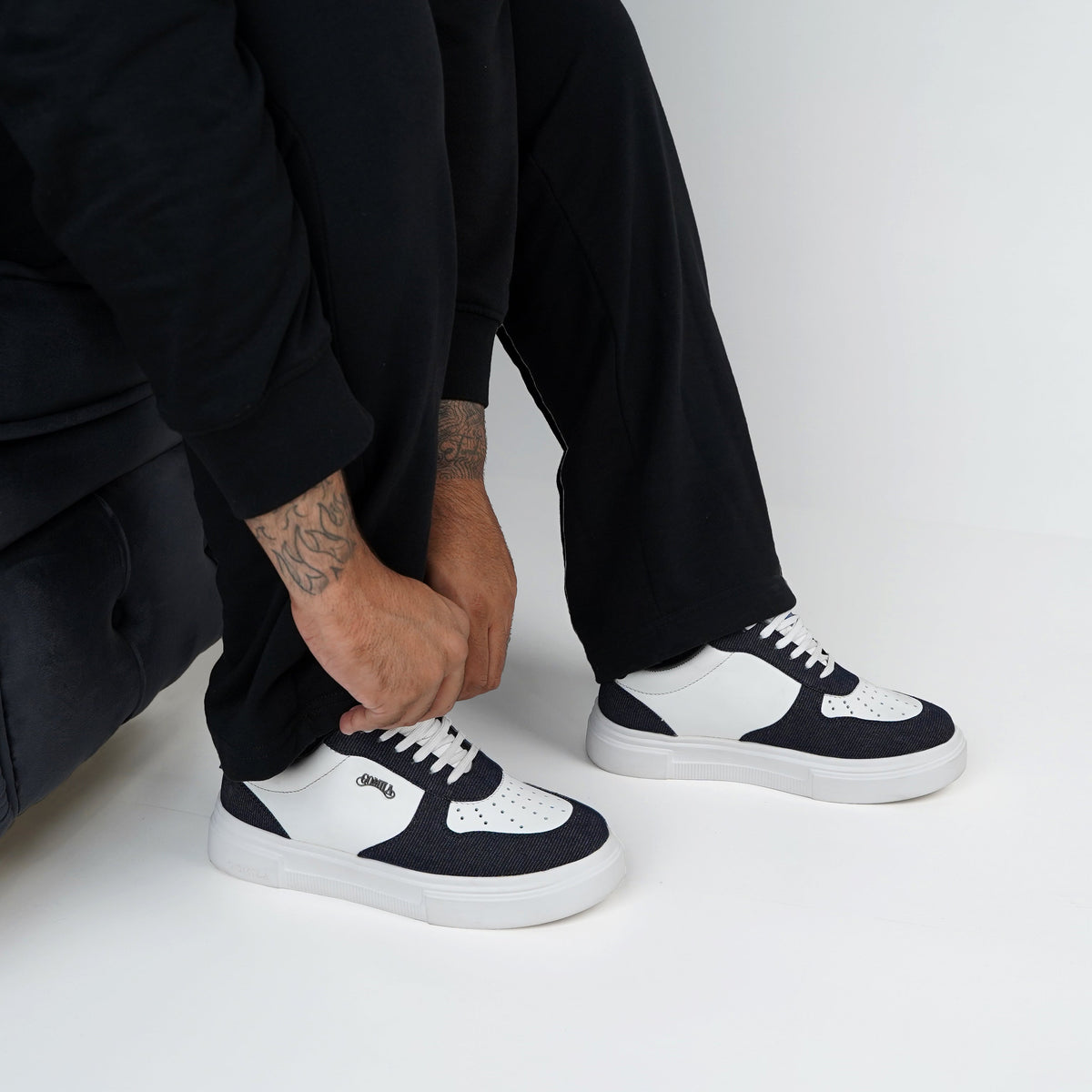 Benzema - Men's White and Blue Sneaker