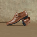 Chernihiv - Men's Brown Pebble Grain Leather Double Monkstrap