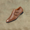 Chernihiv - Men's Brown Pebble Grain Leather Double Monkstrap