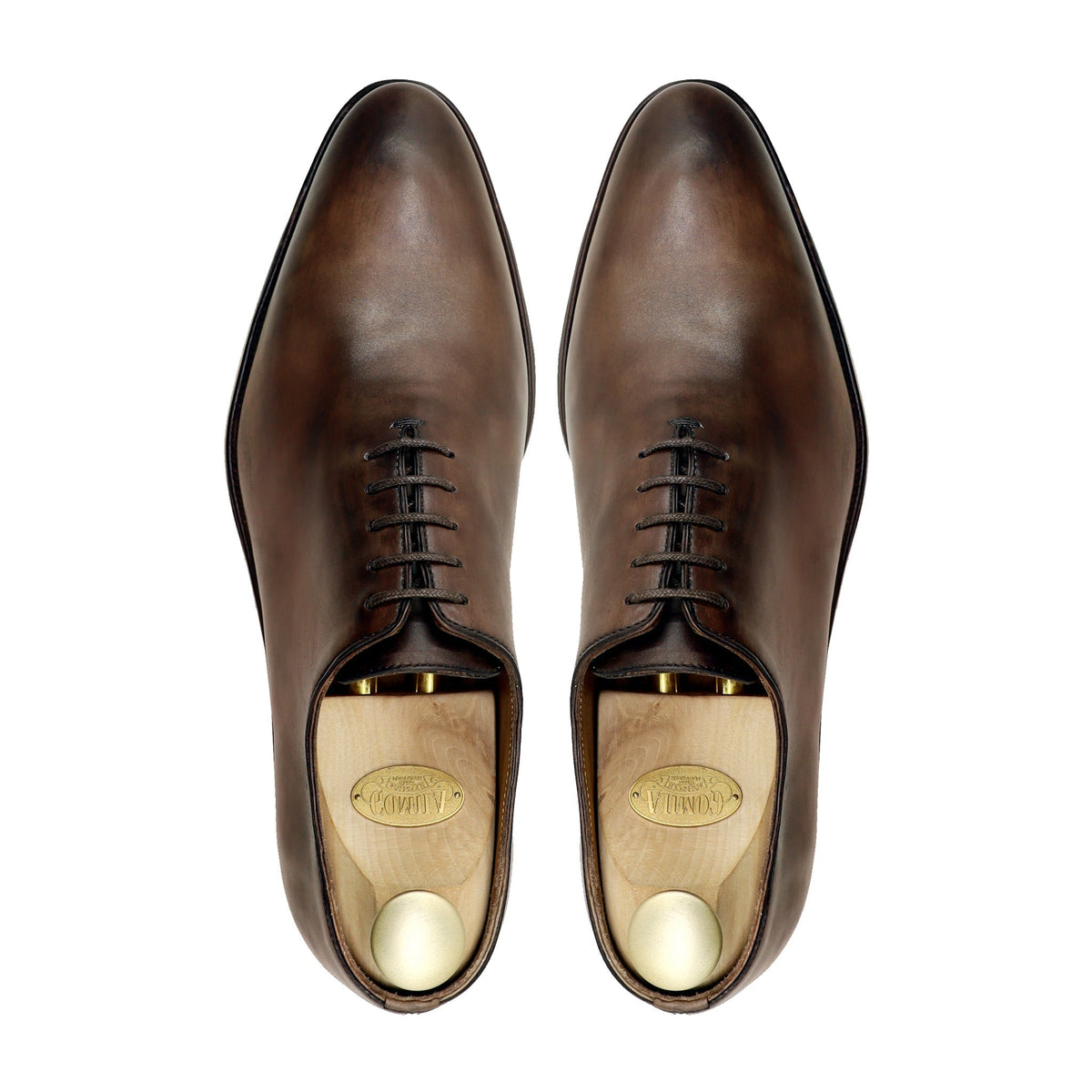 Trace - Men's Brown Patina Calf Leather Wholecut Shoe