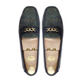 Caz - Men's Black Calf Leather and Harris Tweed Driver Shoe