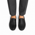 Jude - Men's Black Pebble Leather Sneaker