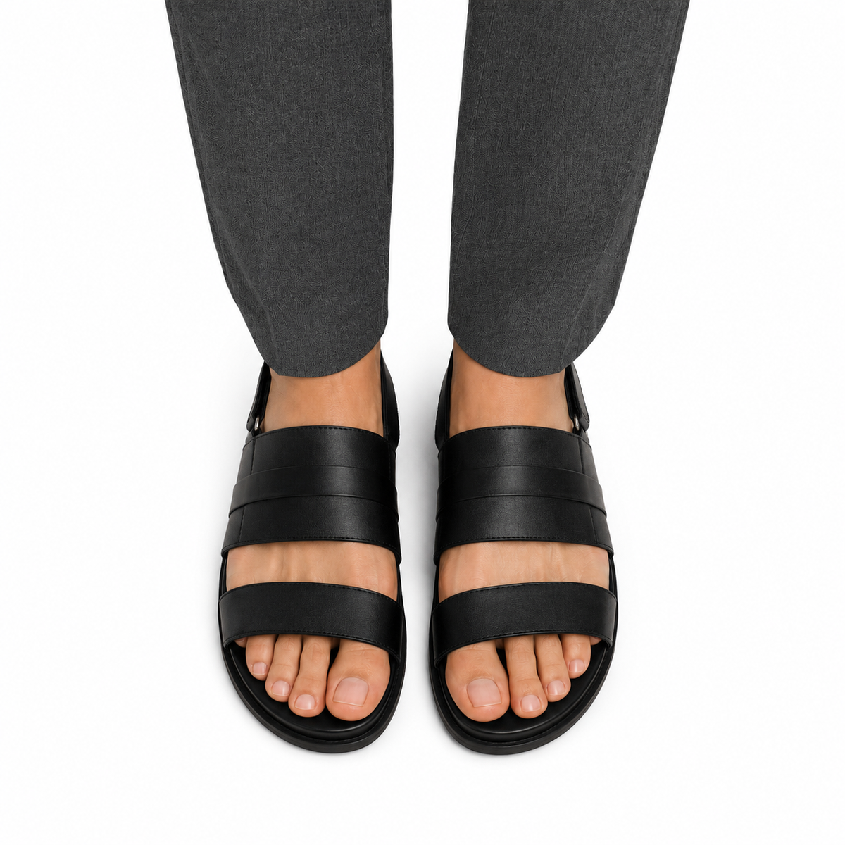 Fidel  - Men's Black Calf Leather Sandal