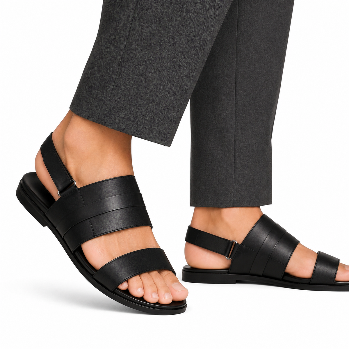 Fidel  - Men's Black Calf Leather Sandal