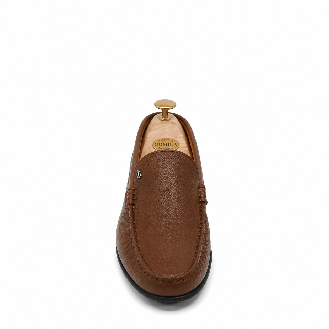 luis - Men's Brown Pebble Grain Leather Driver Shoe