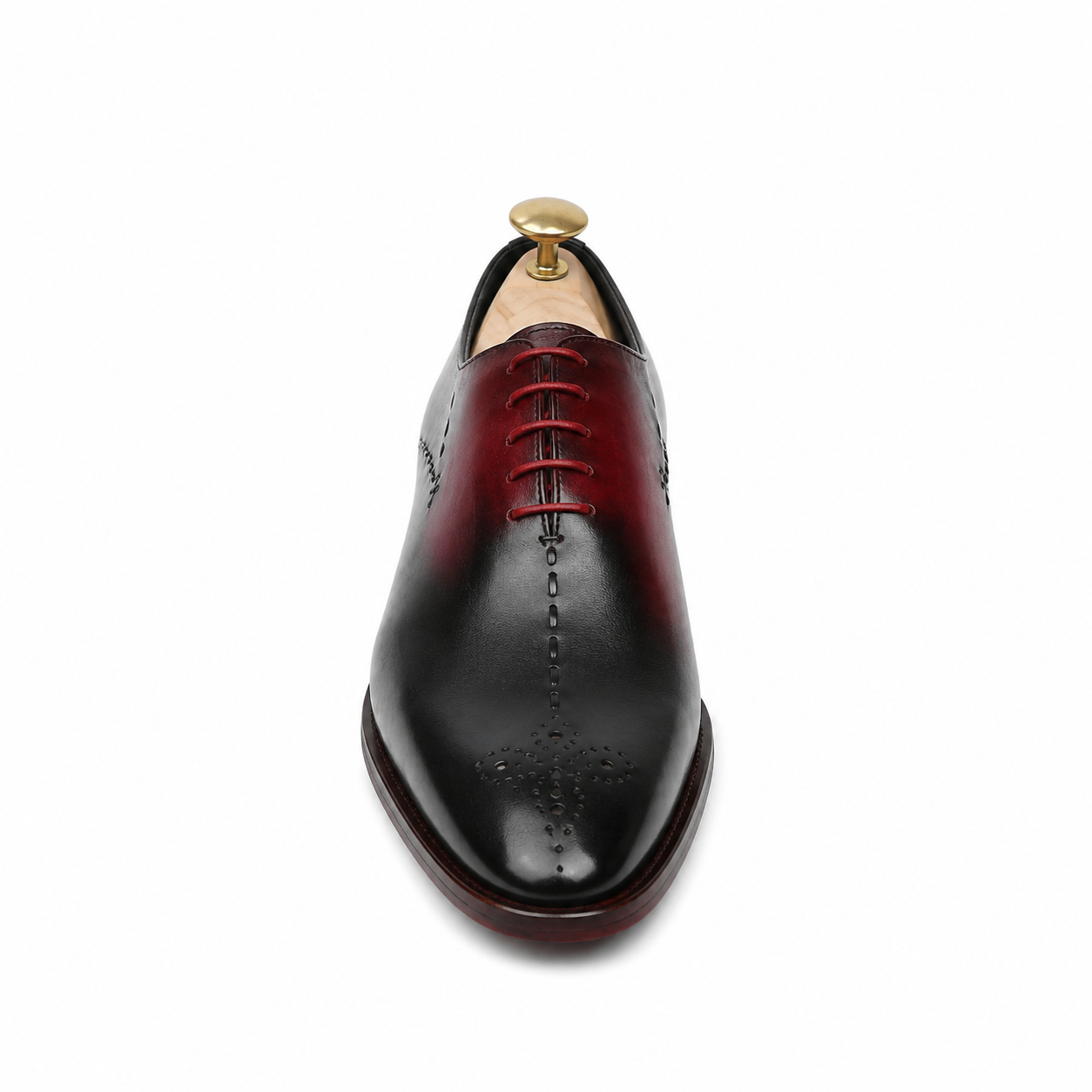 Milano - Men's Charcoal Oxblood Patina Calf Leather Wholecut Shoe