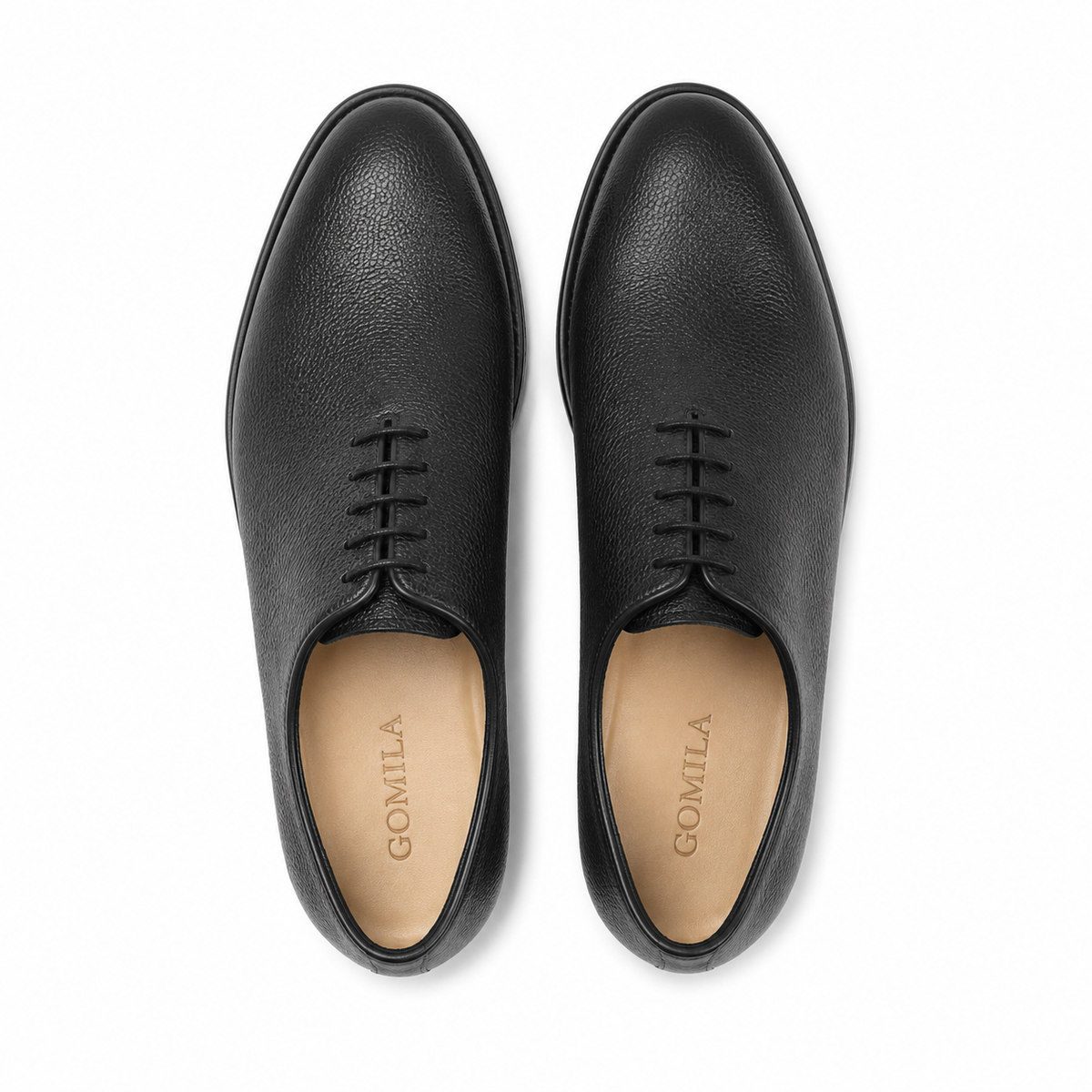Bauska - Men's Black Pebble Grain Leather Wholecut Shoe