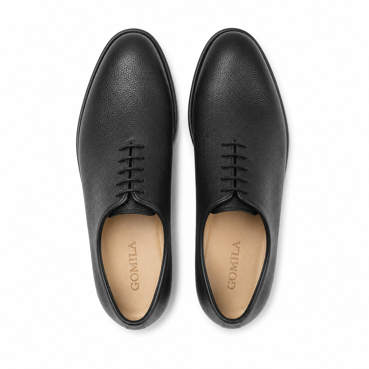 Bauska - Men's Black Pebble Grain Leather Wholecut Shoe