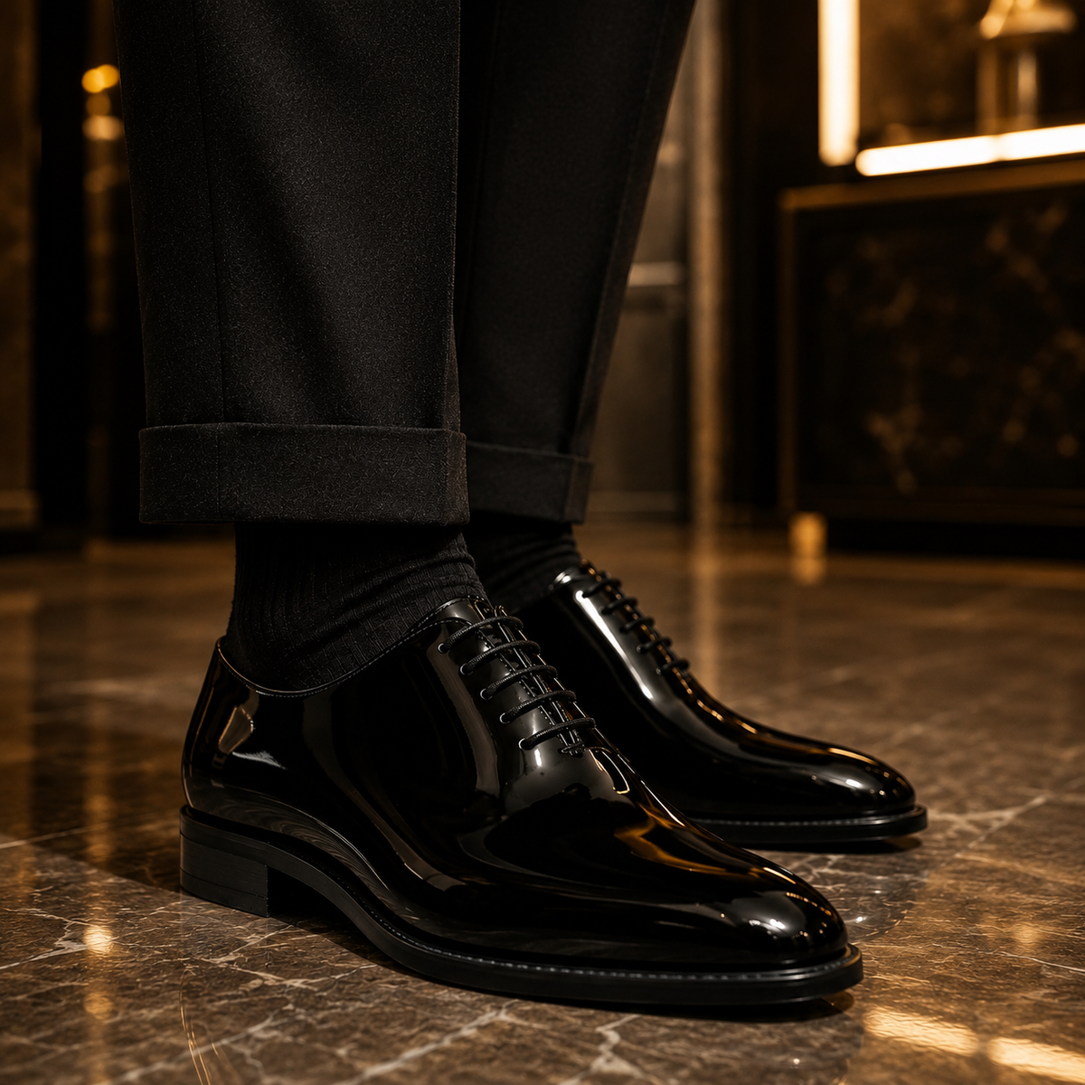 Carmelo - Men's Black Patent Leather Wholecut Shoe