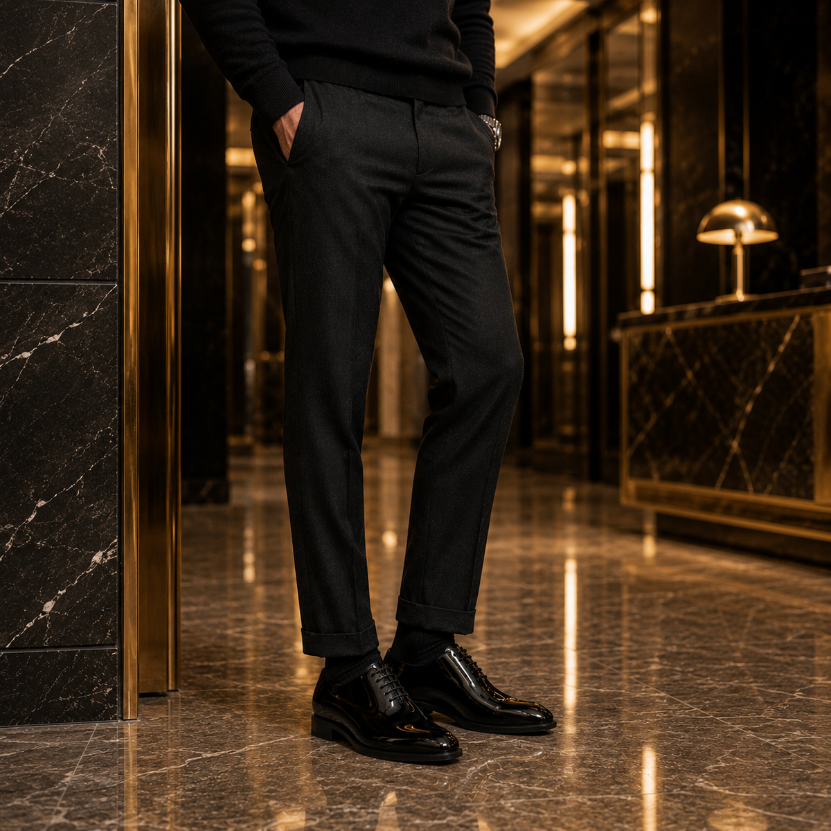 Carmelo - Men's Black Patent Leather Wholecut Shoe