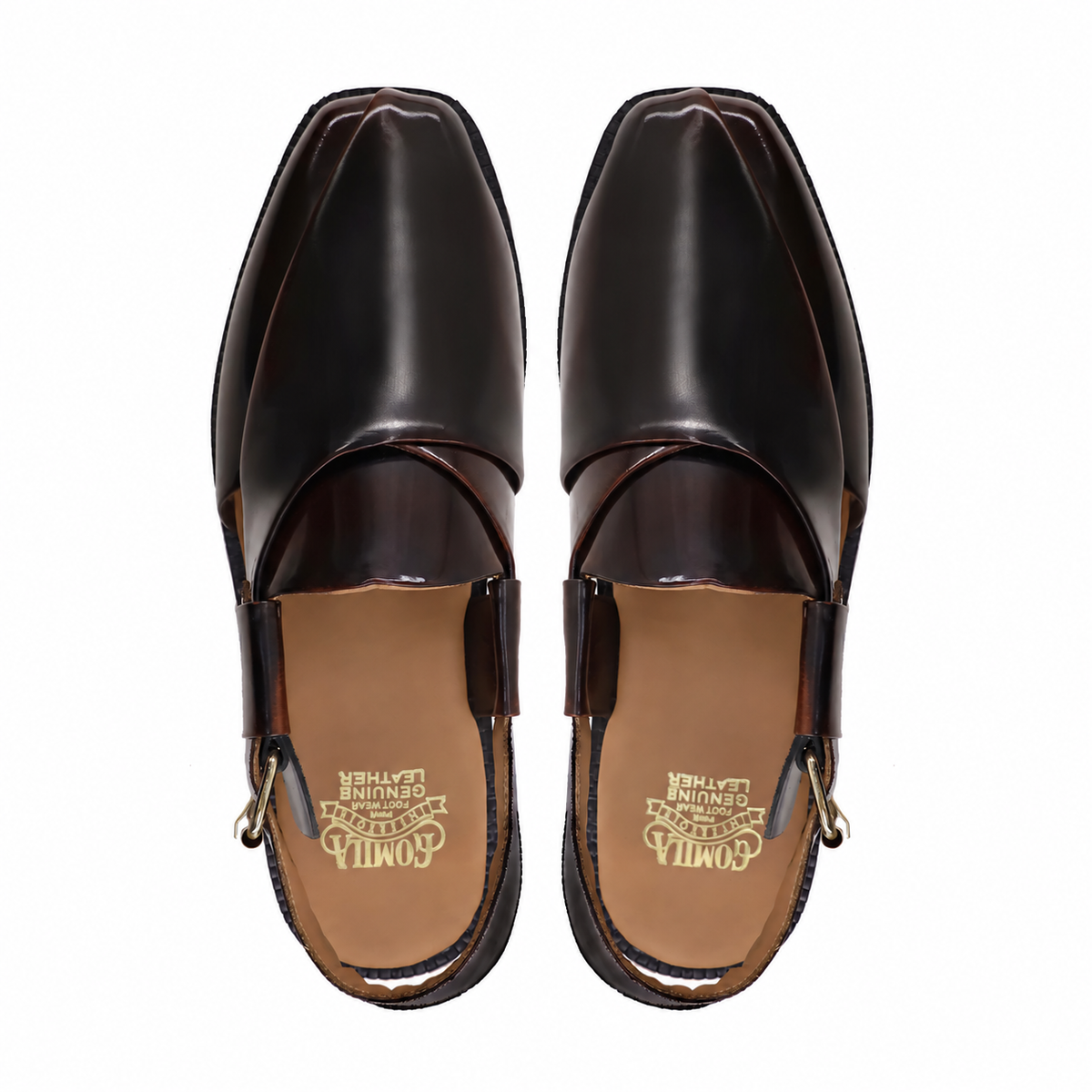 Hawes - Men's Dark Brown Box Leather High Shine Sandal