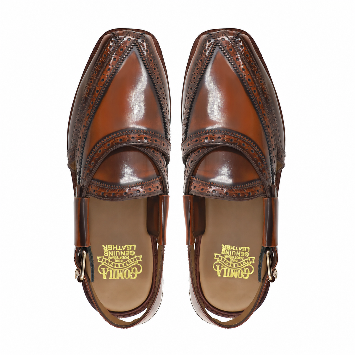 Muga - Men's Brown Box Leather High Shine Sandal