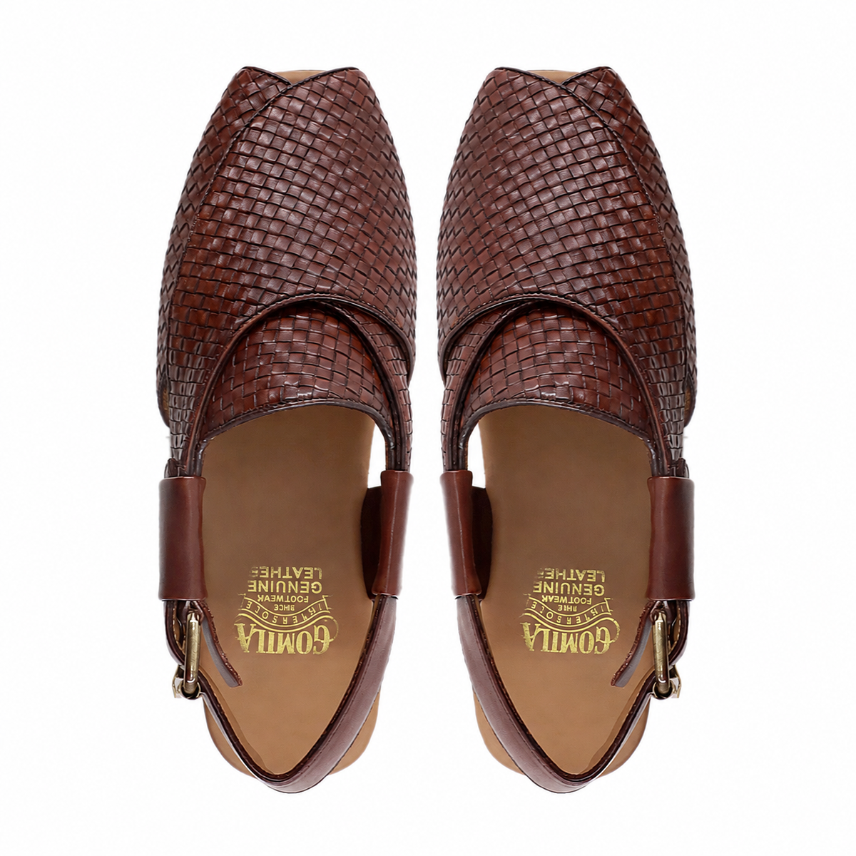 Nelton - Men's Brown Hand Woven Calf Leather Sandal