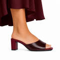 Lana - Women's Crocodile Print Oxblood Heels