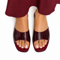 Lana - Women's Crocodile Print Oxblood Heels