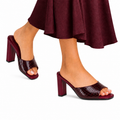 Lana - Women's Crocodile Print Oxblood Heels