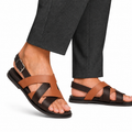 Galo - Men's Dark Brown & Tan Calf Leather Sandal