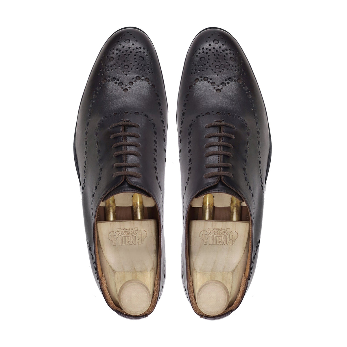 Fernando - Men's Dark Brown Calf Leather Wholecut Shoe