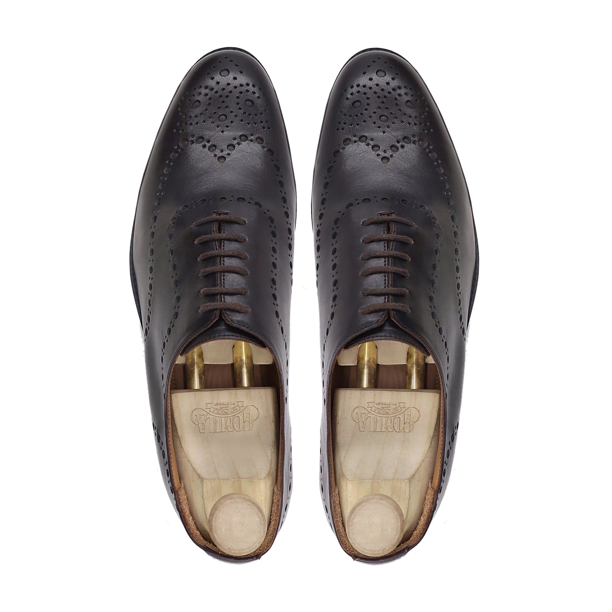Fernando - Men's Dark Brown Calf Leather Wholecut Shoe