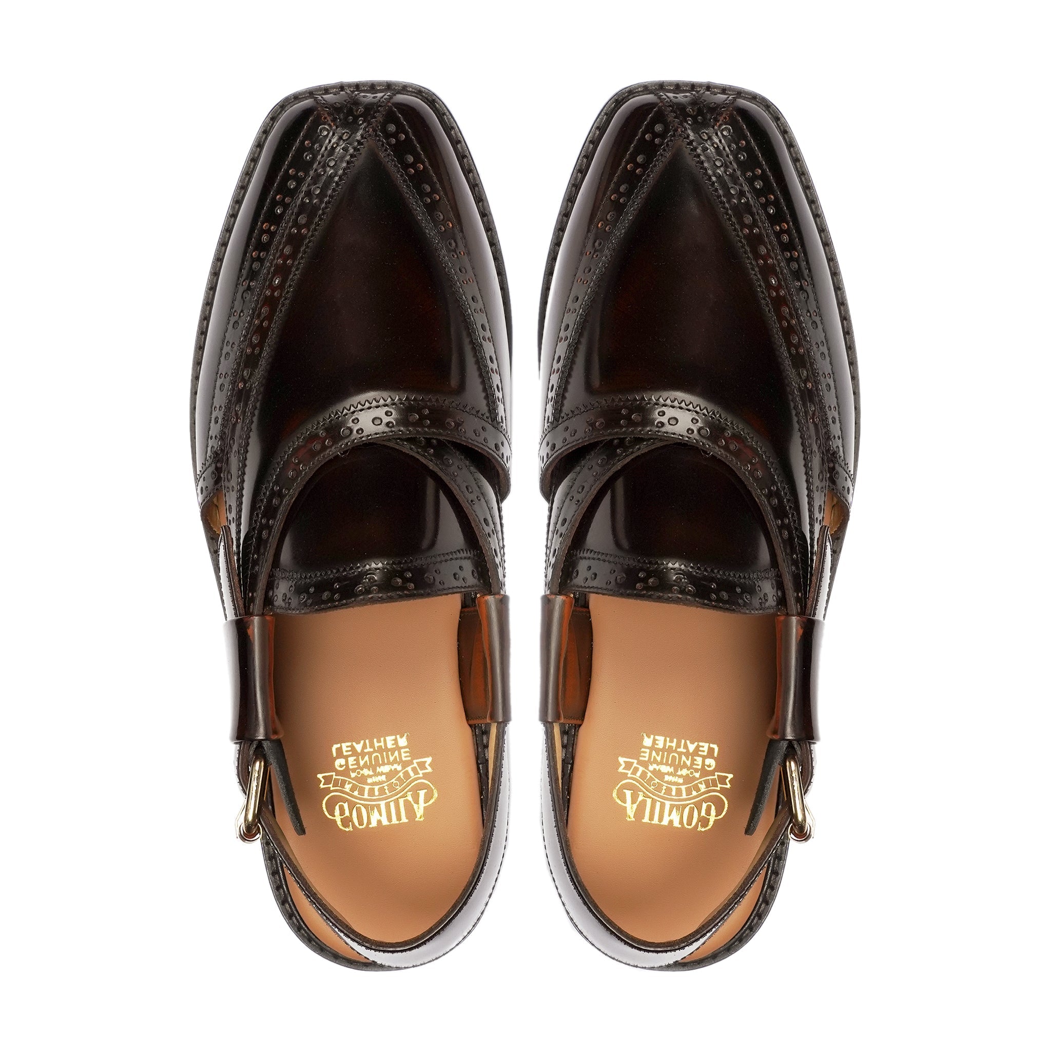 Krimml - Men's Dark Brown Box Leather High Shine Sandal