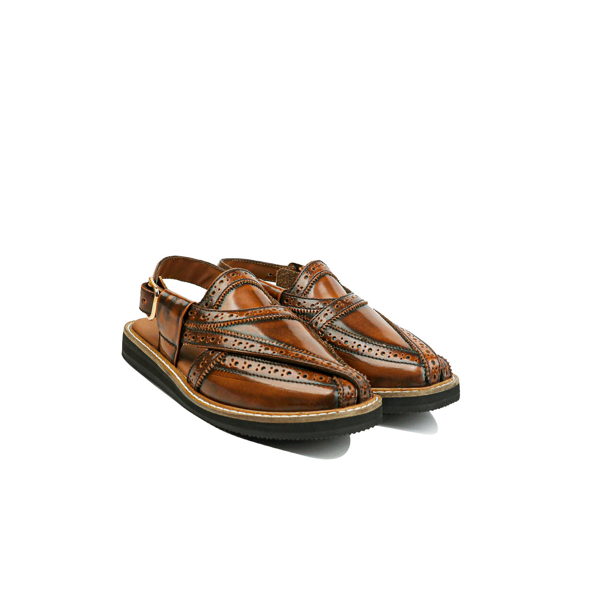 Estadio - Kid's Tan Box Leather High Shine Sandal (5-12 Years Old)