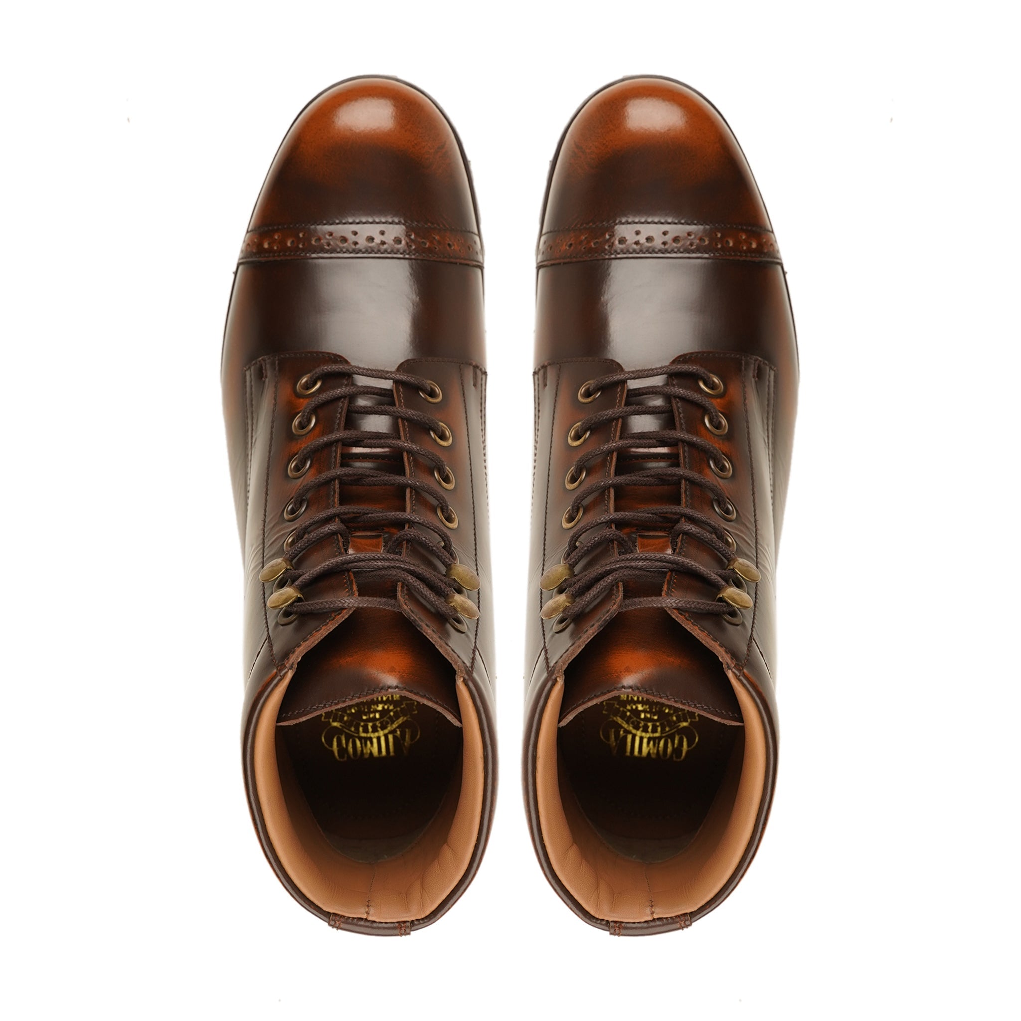 Messolonghi - Men's Burnished Brown Box Leather High Shine Boot