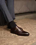 Brecon - Men's Dark Brown Calf Leather Single Monkstrap