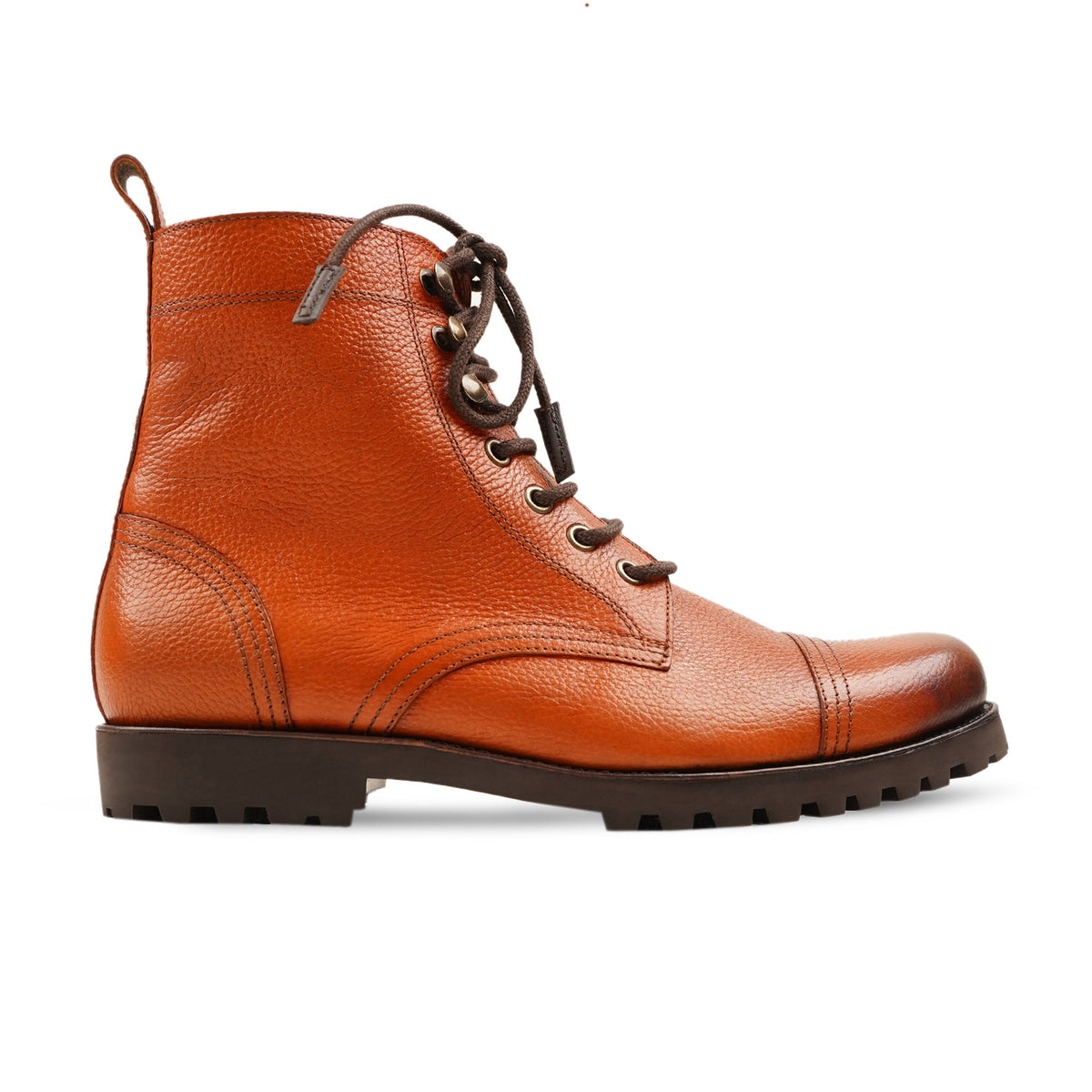 Reiki - Men's Burnished Orange Tan Pebble Grain Leather Boot