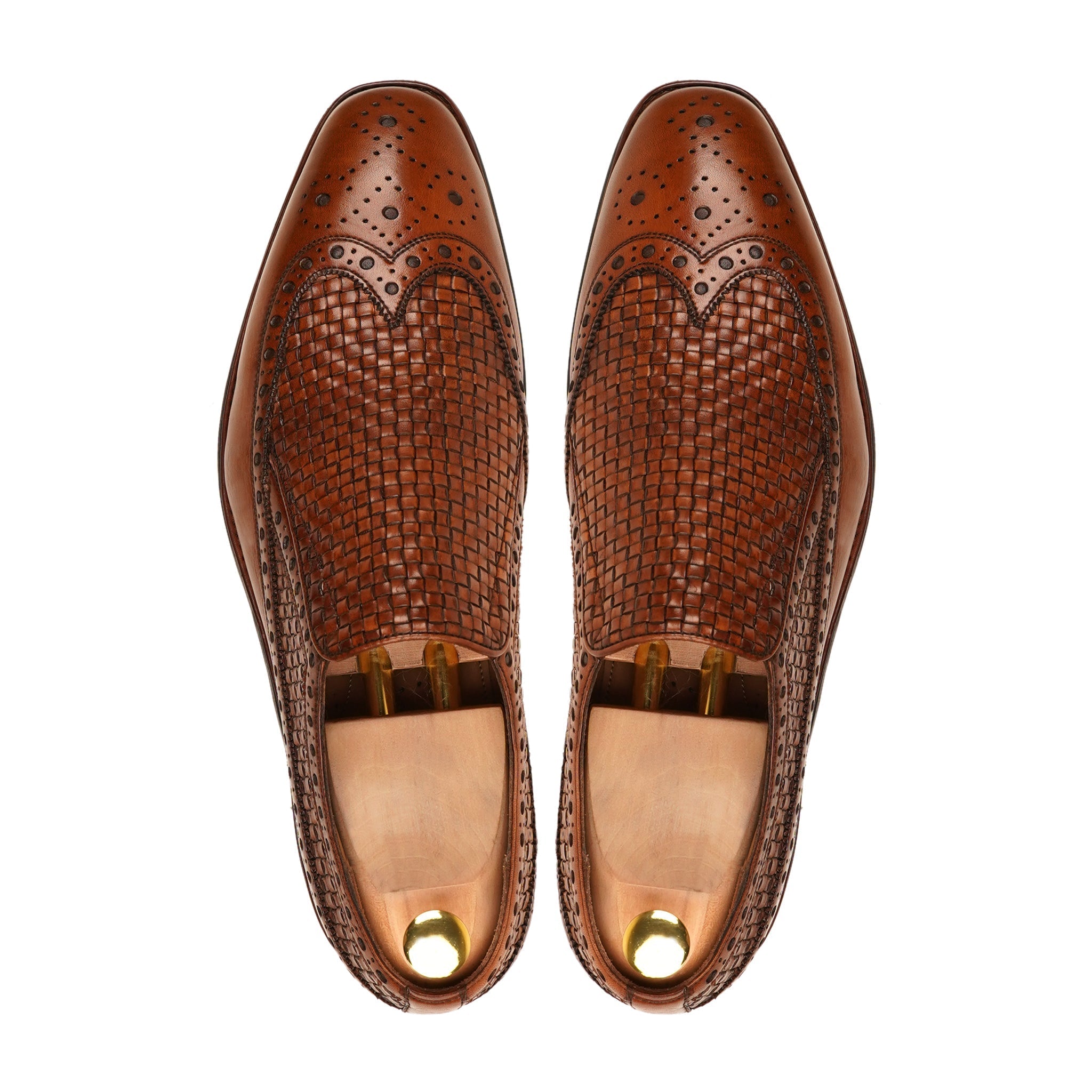 Richardson - Men's Brown Calf and Hand Woven Calf Leather Loafer