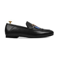 Gemala - Men's Black Calf Leather Horsebit Loafer with Embroidery